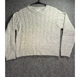 Love Cameron Women's Gray Cable Knit Crewneck Pullover Sweater Size Medium